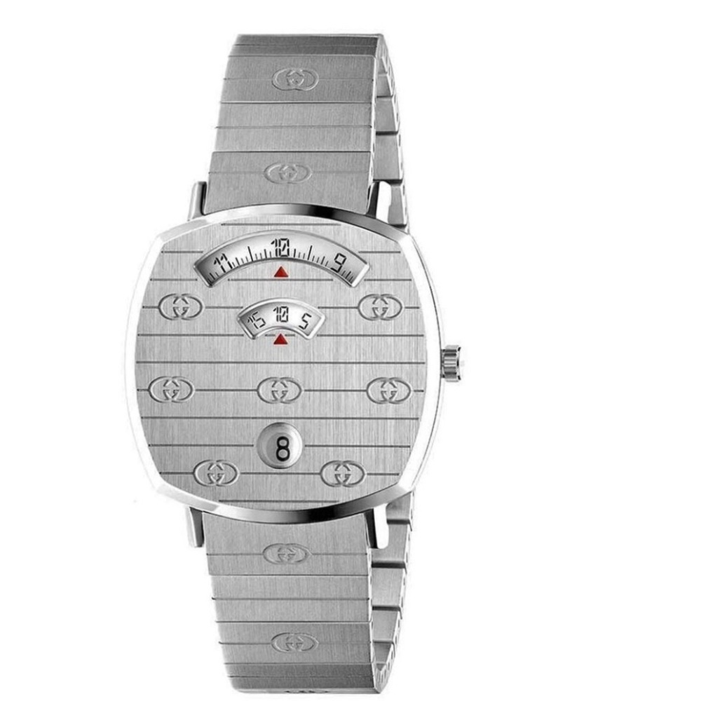 Used 38mm Gucci Grip Watch Unisex
Steel w/ engraved Interlocking Gs,
Swiss Made